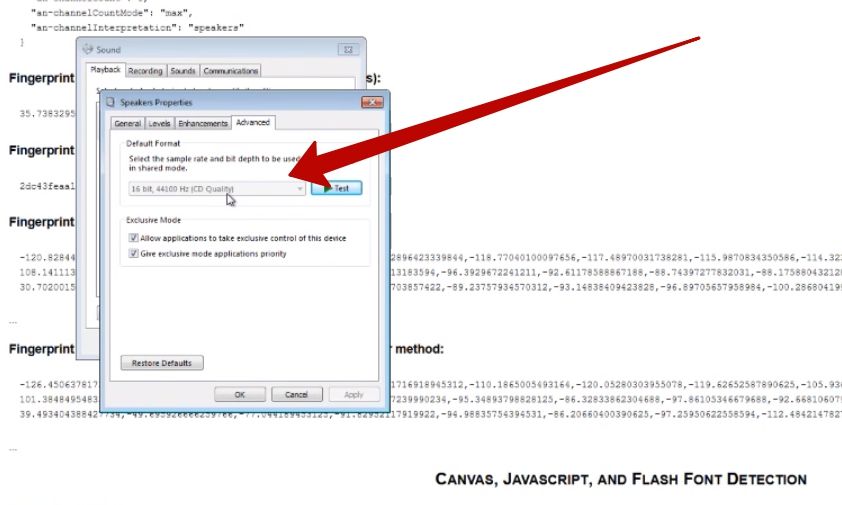 AudioContext fingerprint  VektorT13      