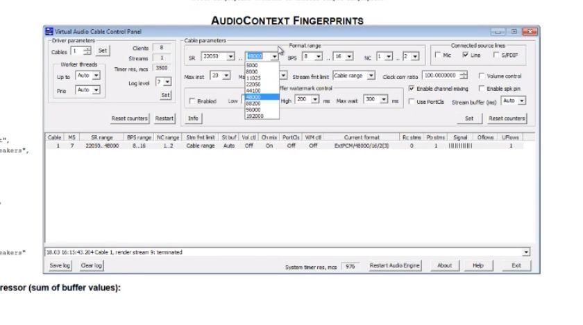 AudioContext fingerprint  VektorT13      