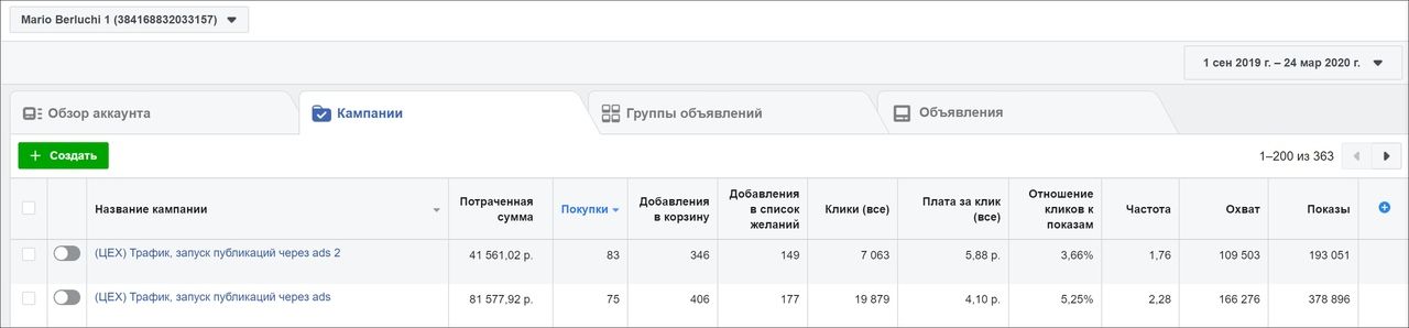 Всего на продвижение публикаций через Ads Manager потратили 123 128 ₽