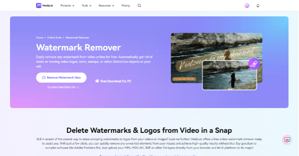 Нейронка Watermark Remover от medai.io для снятия водяных знаков с изображений и видео