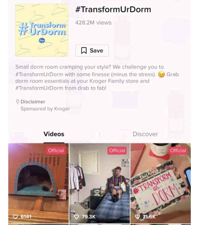 kroger hashtag challenge showing user videos