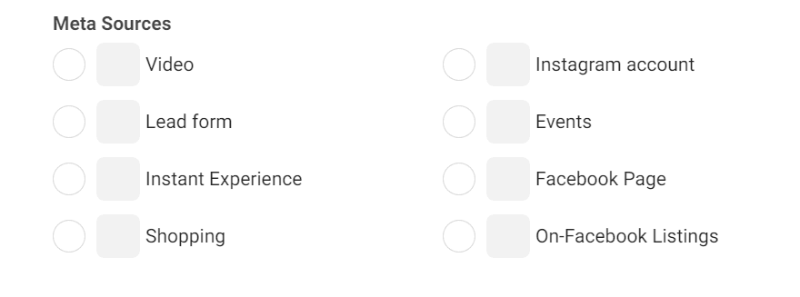 sources Meta provides for custom audience creation