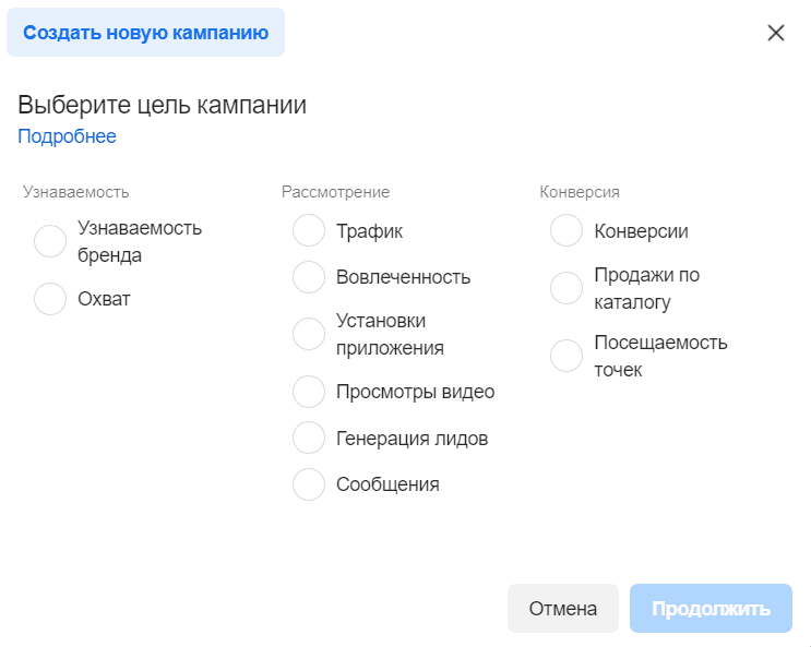 Цели кампаний