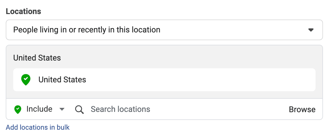 Facebook Ads Manager audience location