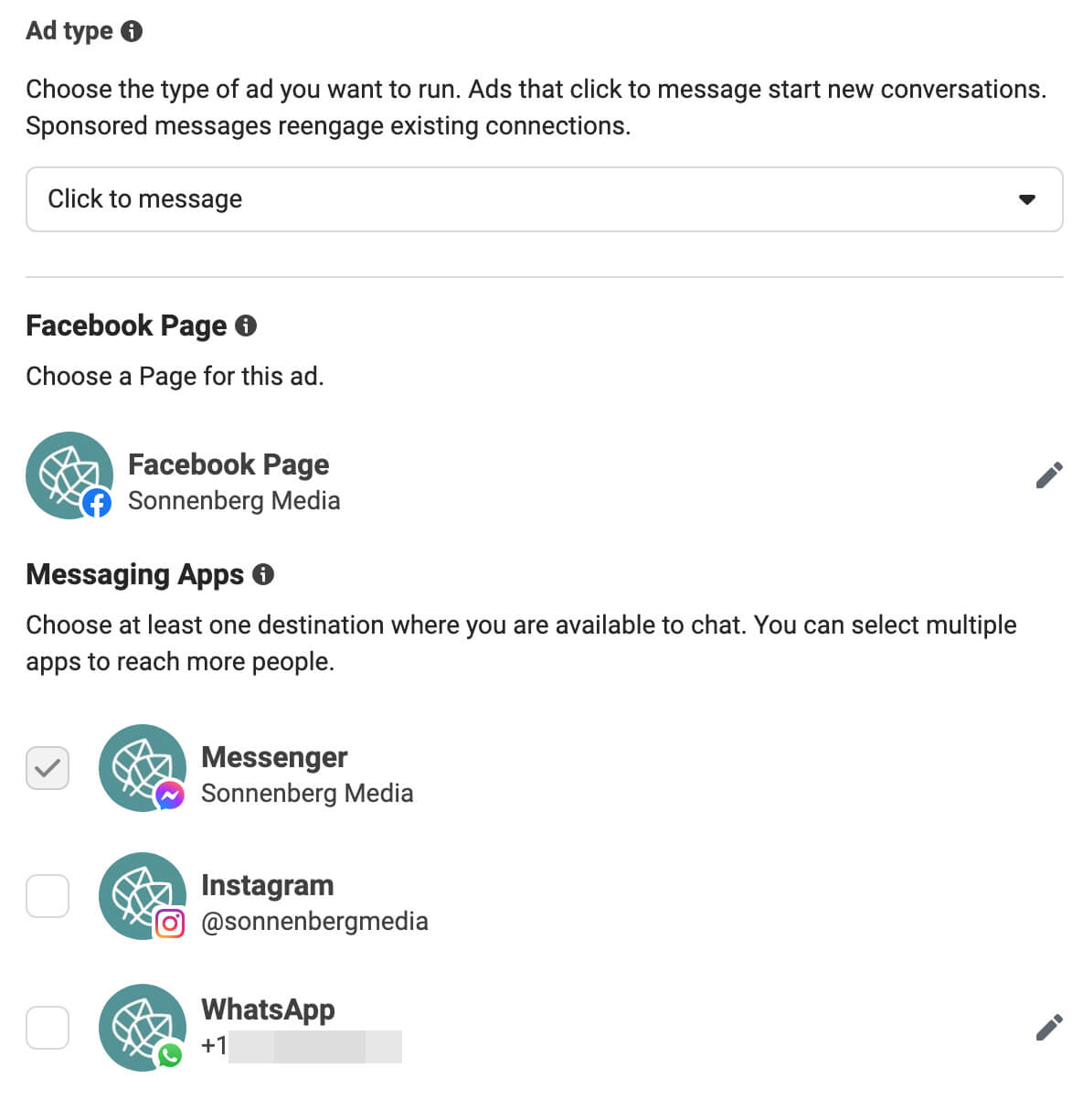 how-to-run-engagement-ads-on-facebook-objective-messaging-apps-for-conversion-location-messenger-instagram-whatsapp-example-16