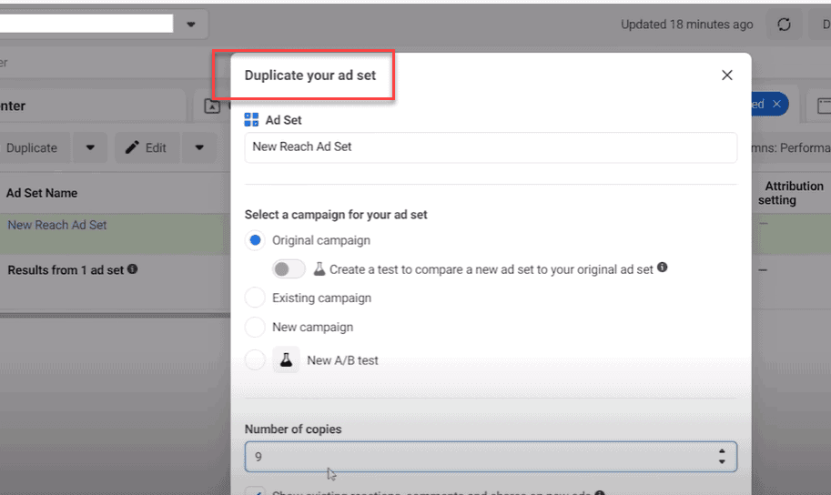 Duplicate your ad set.