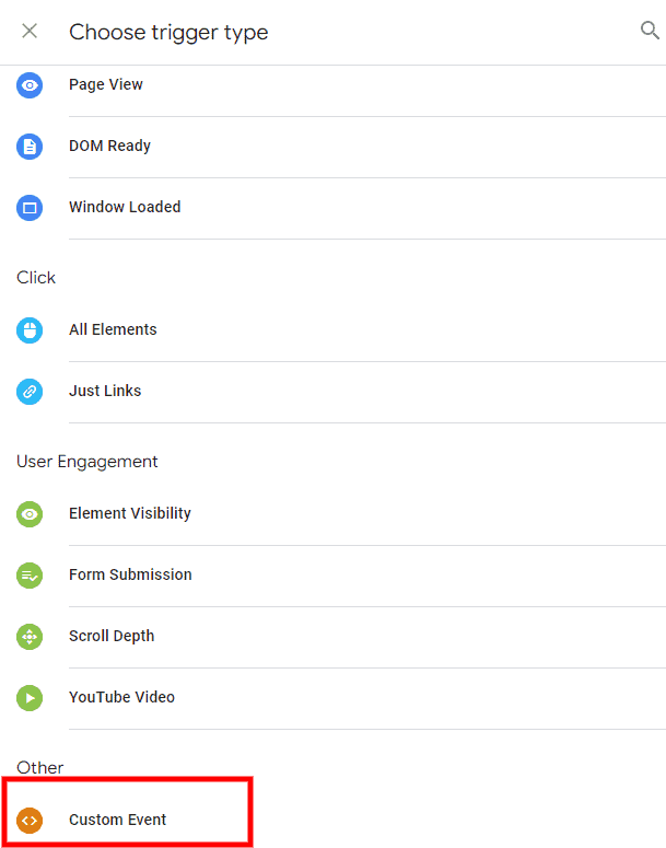 Selecting Trigger type