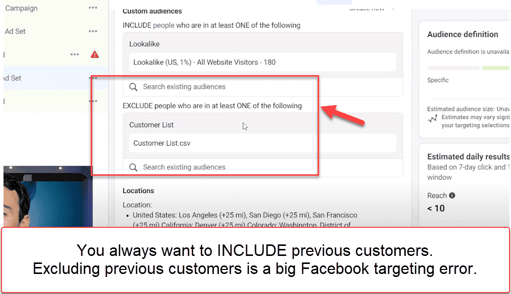 don't exclude previous customers