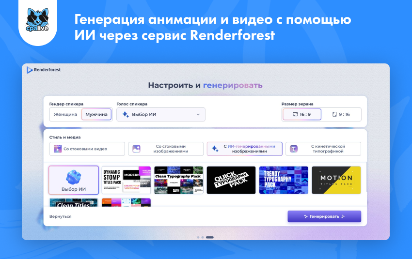 Создание анимированного креатива и видео через встроенную нейросеть онлайн-сервиса Renderforest | CPA Live