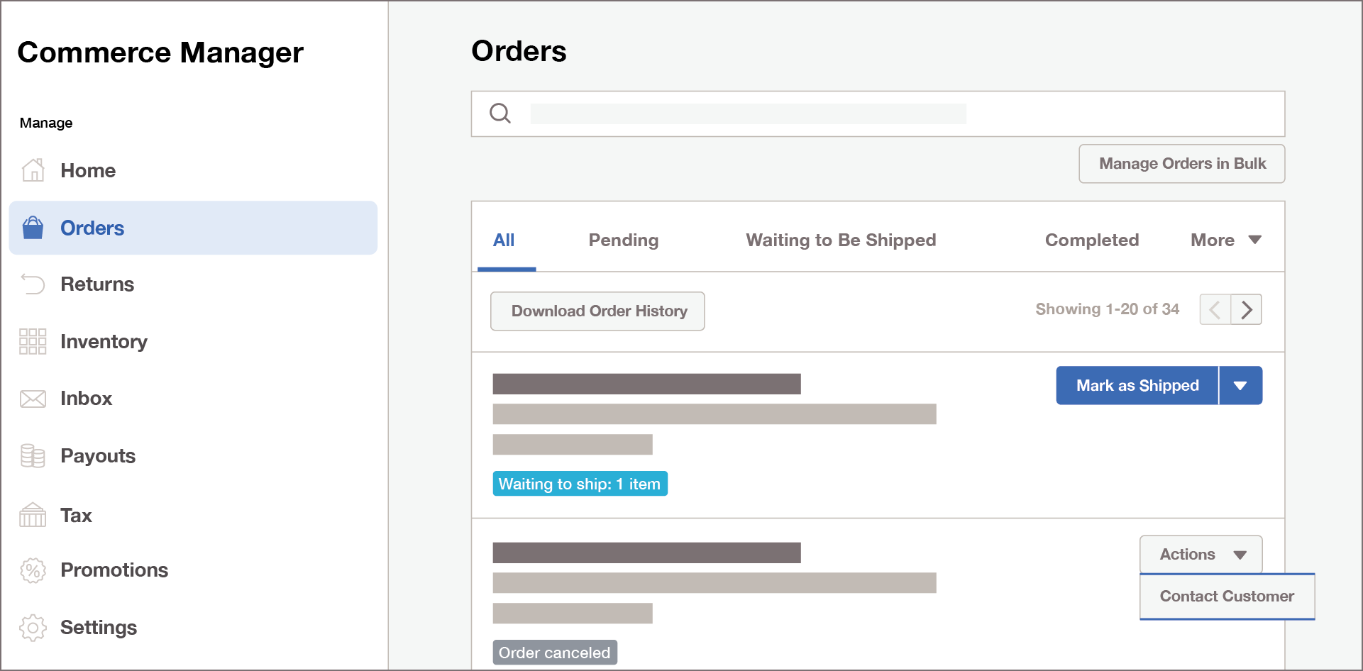 Screenshot of the Facebook Commerce Manager dashboard.