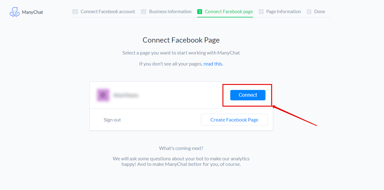 Настройка связи страницы Facebook с аккаунтом ManyChat