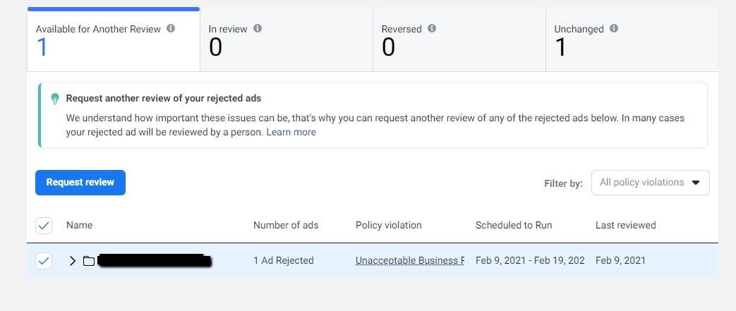 Rejected Facebook Ad Rejected Facebook Ad