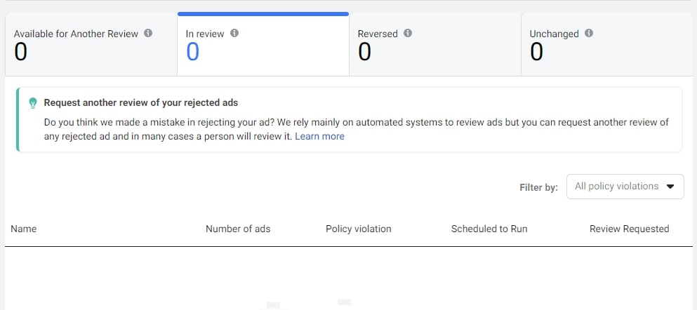 In Review - Facebook ad rejected In Review - Facebook ad rejected