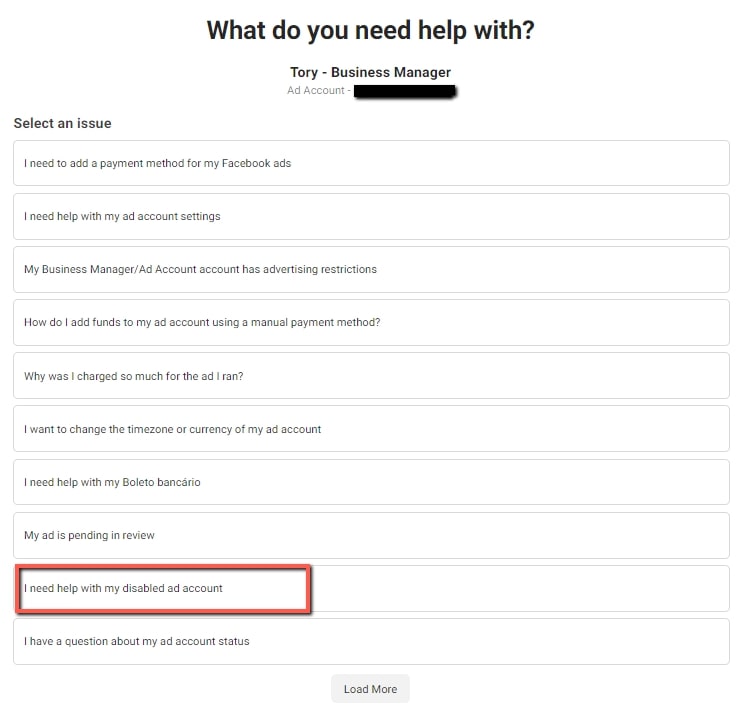 Facebook support - disabled ad account Facebook support - disabled ad account