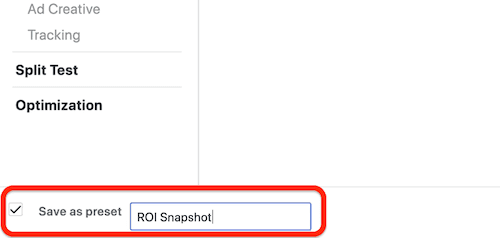 Создайте пользовательский отчет о снимке ROI в Facebook Ads Manager, шаг 8