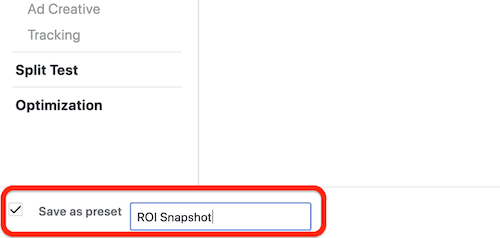 Создайте пользовательский отчет о снимке ROI в Facebook Ads Manager, шаг 8 Создайте пользовательский отчет о снимке ROI в Facebook Ads Manager, шаг 8
