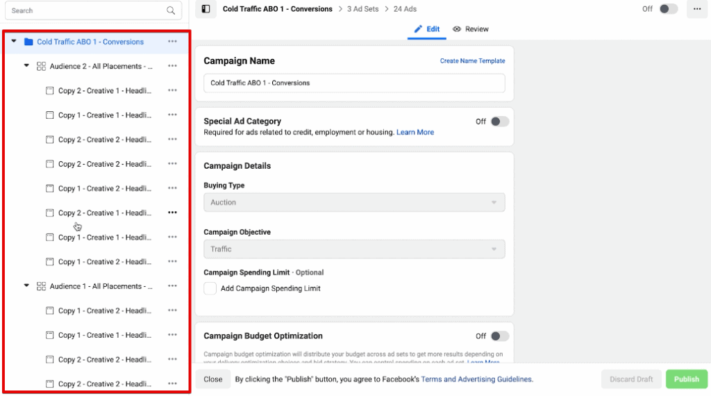 Evaluating the ads and audience sets in an ad set budget optimized campaign Evaluating the ads and audience sets in an ad set budget optimized campaign