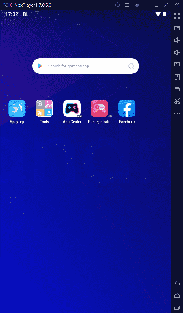 Рабочее окно Nox Рабочее окно Nox