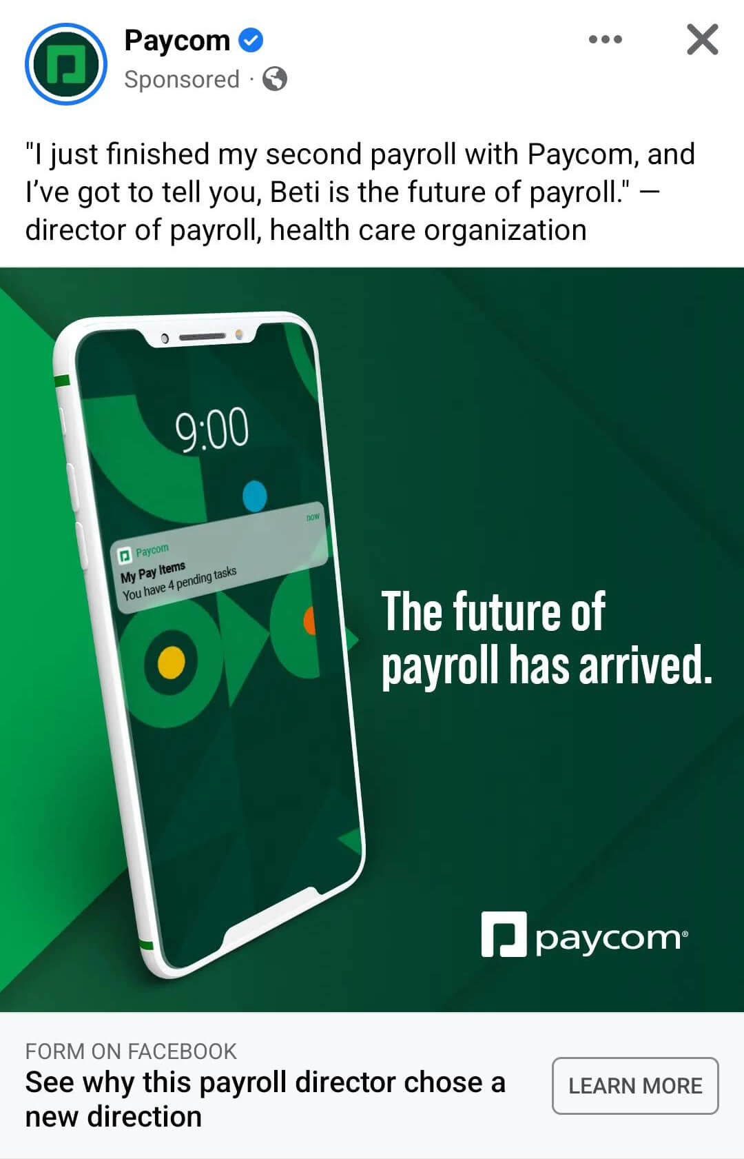 how-to-create-facebook-ads-customers-engage-with-align-the-copy-with-the-creative-customer-testimonial-in-primary-text-field-tagline-paycom-example-10 how-to-create-facebook-ads-customers-engage-with-align-the-copy-with-the-creative-customer-testimonial-in-primary-text-field-tagline-paycom-example-10